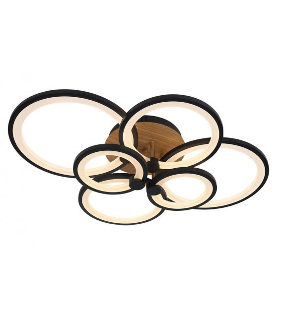 PLAFON LED INTEGRADO METAL Y POLICARBONATO MADERA Y NEGRO