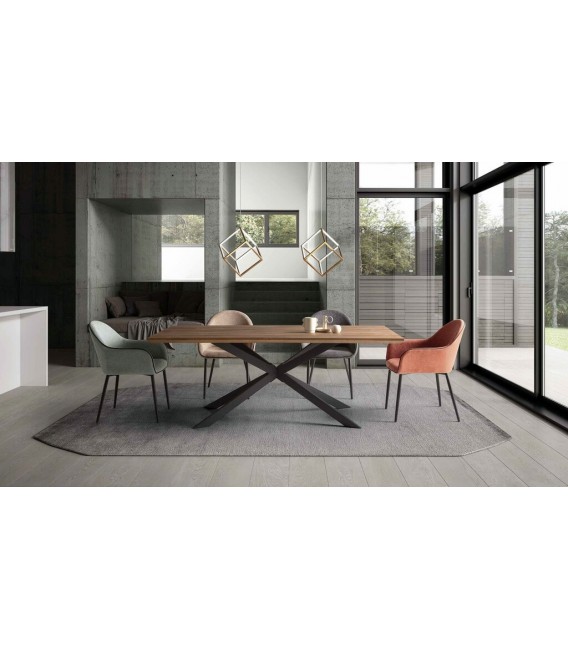 MESA DE COMEDOR 160 X 90 X 76 SICAL MADERA NOGAL METAL NEGRO