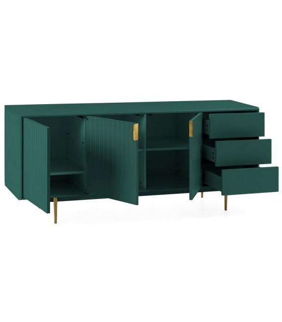 APARADOR GRANDE LACADO EN VERDE METAL DORADO MDMHOGAR