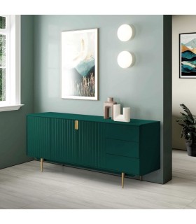 APARADOR GRANDE LACADO EN VERDE METAL DORADO MDMHOGAR