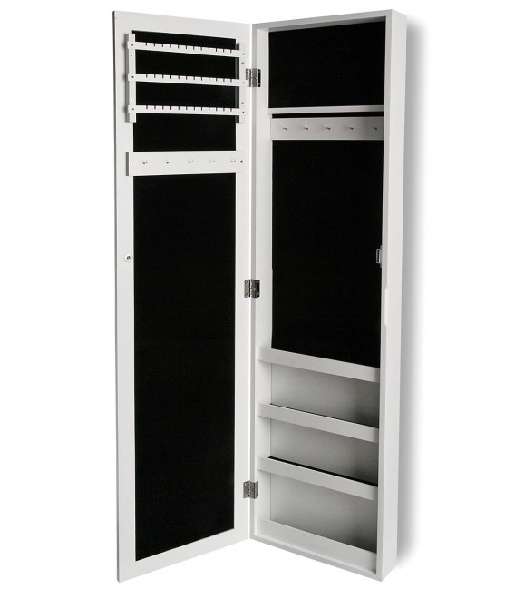 ESPEJO VESTIDOR CON JOYERO LACADO EN BLANCO INTERIOR NEGRO