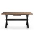 MESA COMEDOR EXTENSIBLE RECTANGULAR MADERA NOGAL NATURAL METAL NEGRO