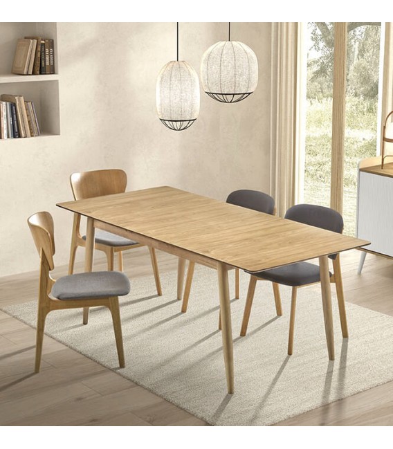 MESA DE COMEDOR EXTENSIBLE MADERA ROBLE NATURAL MDMHOGAR