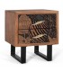 MESITA DE NOCHE 2 CAJONES MADERA ACACIA TALLADA NATURAL Y NEGRO