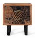 MESITA DE NOCHE 2 CAJONES MADERA ACACIA TALLADA NATURAL Y NEGRO