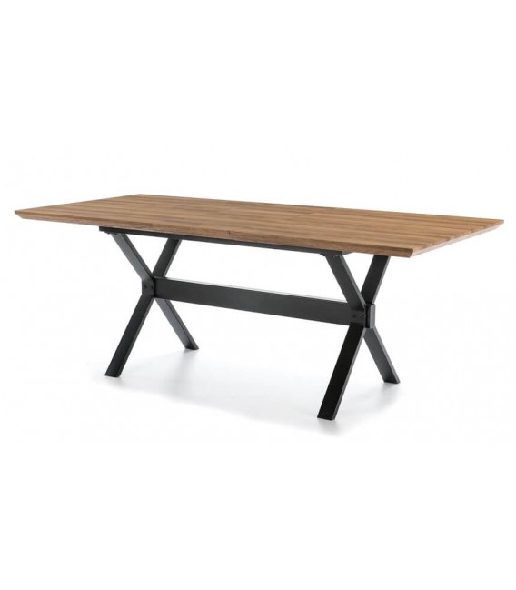MESA DE COMEDOR EXTENSIBLE PEQUEÑA MADERA NATURAL METAL NEGRO