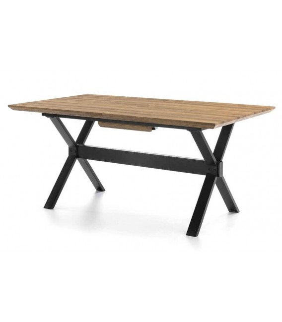 MESA DE COMEDOR EXTENSIBLE PEQUEÑA MADERA NATURAL METAL NEGRO