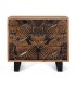 COMODA 3 CAJONES MADERA ACACIA TALLADA NATURAL Y NEGRO