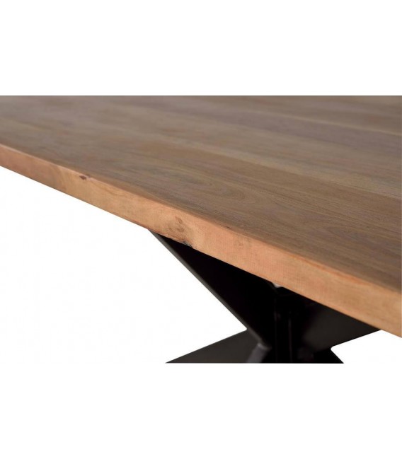 MESA DE COMEDOR RECTANGULAR GRANDE MADERA ACACIA Y METAL MDMHOGAR