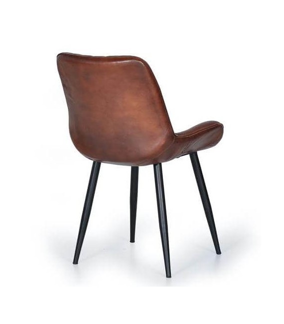 SILLA TAPIZADA EN PIEL MARRON mdmhogar