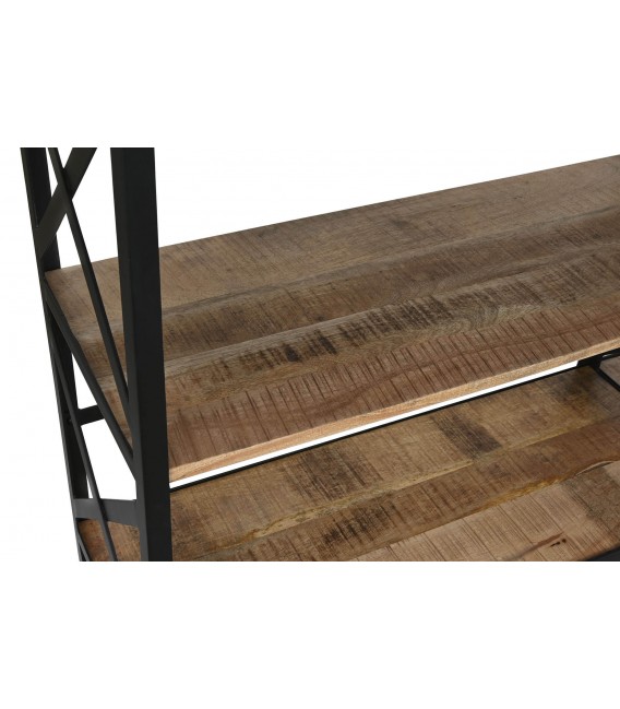 ESTANTERIA CON ESCALERA  MADERA DE MANGO METAL NEGRO