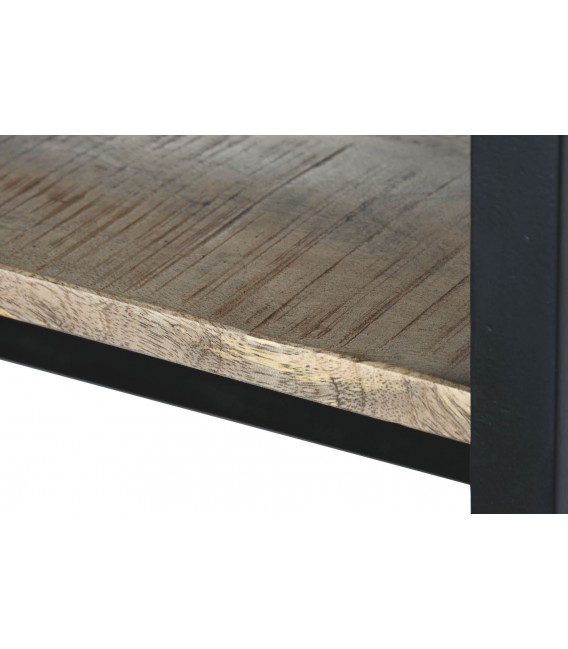 ESTANTERIA CON ESCALERA  MADERA DE MANGO METAL NEGRO