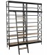 ESTANTERIA CON ESCALERA  MADERA DE MANGO METAL NEGRO