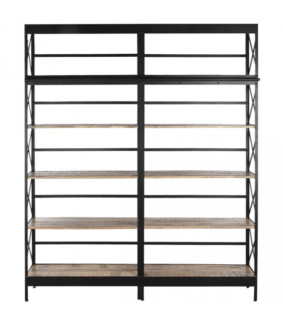 ESTANTERIA CON ESCALERA  MADERA DE MANGO METAL NEGRO