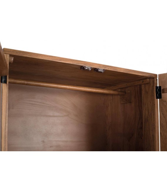 ARMARIO ROPERO MADERA ACACIA TALLADA NATURAL Y NEGRO