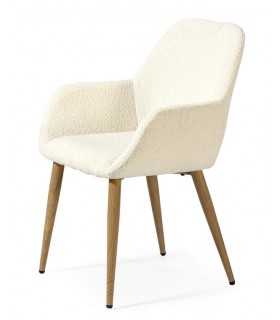 SILLON COMEDOR 59 X 60 X 82 PIRU METAL IMITACION ROBLE TELA BLANCA