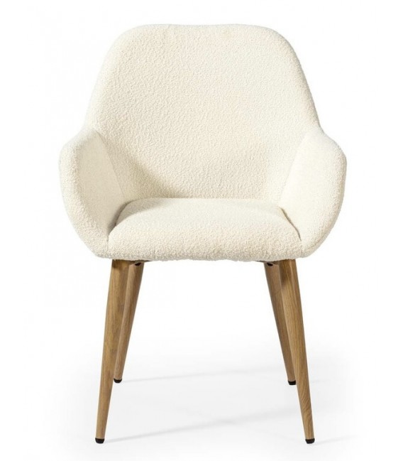 SILLON COMEDOR 59 X 60 X 82 PIRU METAL IMITACION ROBLE TELA BLANCA