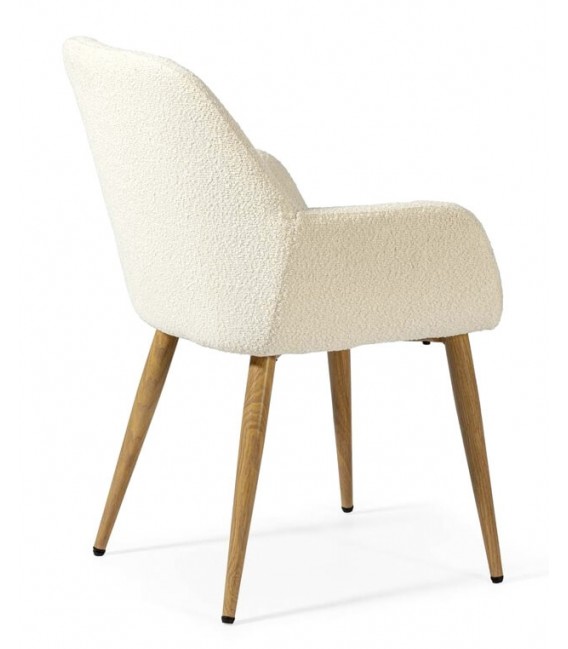 SILLON COMEDOR 59 X 60 X 82 PIRU METAL IMITACION ROBLE TELA BLANCA