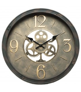 RELOJ DE PARED REDONDO POLICARBONATO ORO VIEJO Y CRISTAL