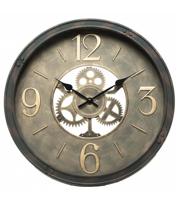 RELOJ DE PARED REDONDO POLICARBONATO ORO VIEJO Y CRISTAL