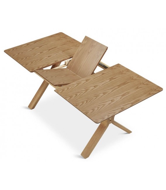 MESA DE COMEDOR EXTENSIBLE RECTANGULAR MADERA NATURAL