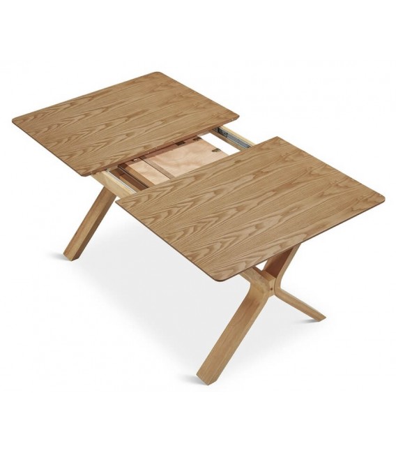 MESA DE COMEDOR EXTENSIBLE RECTANGULAR MADERA NATURAL