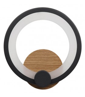 APLIQUE DE PARED METAL Y POLICARBONATO MADERA Y NEGRO