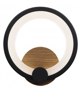 APLIQUE DE PARED METAL Y POLICARBONATO MADERA Y NEGRO