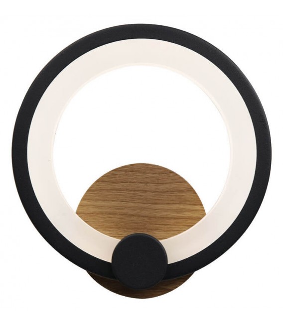 APLIQUE DE PARED METAL Y POLICARBONATO MADERA Y NEGRO