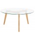 MESA DE CENTRO REDONDA MADERA NATURAL Y CRISTAL MDMHOGAR