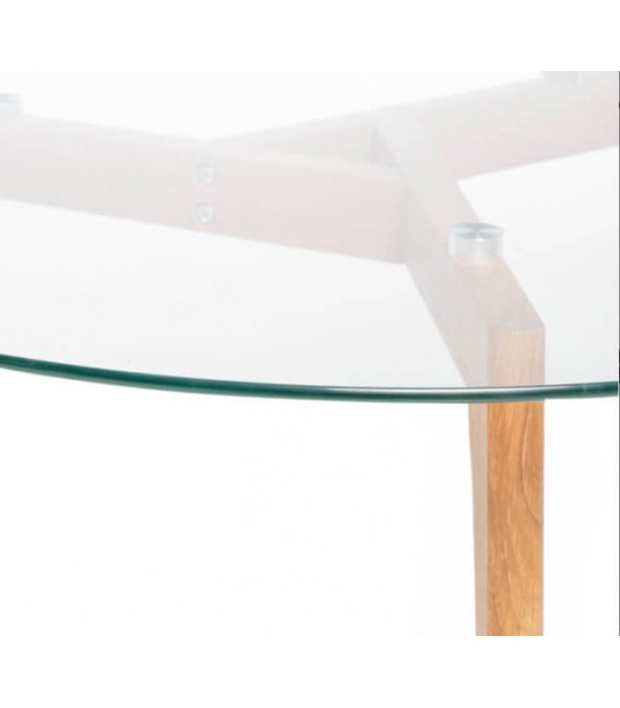 MESA DE CENTRO REDONDA MADERA NATURAL Y CRISTAL MDMHOGAR