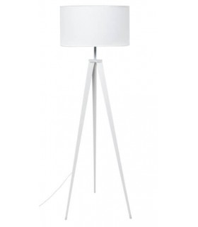 LAMPARA DE PIE TRIPODE MADERA Y TEXTIL BLANCO MDMHOGAR