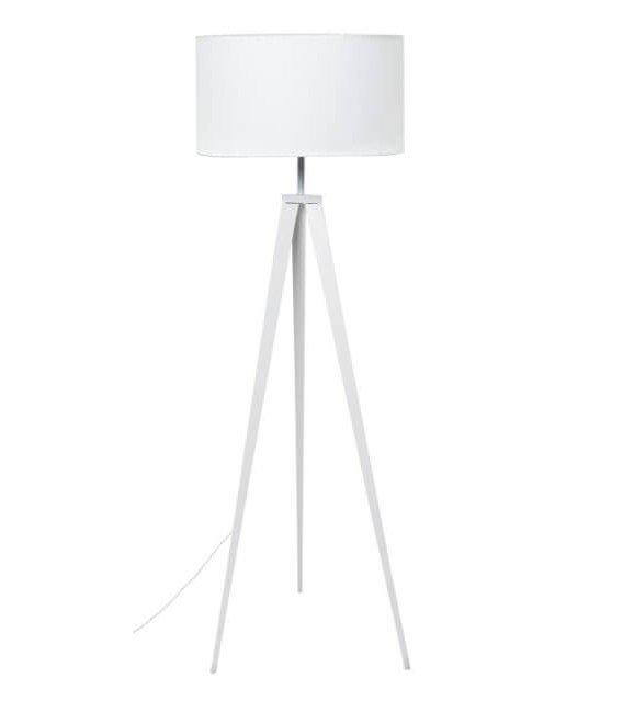 LAMPARA DE PIE TRIPODE MADERA Y TEXTIL BLANCO MDMHOGAR