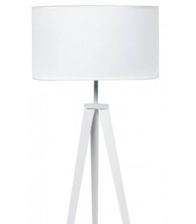 LAMPARA DE PIE TRIPODE MADERA Y TEXTIL BLANCO MDMHOGAR