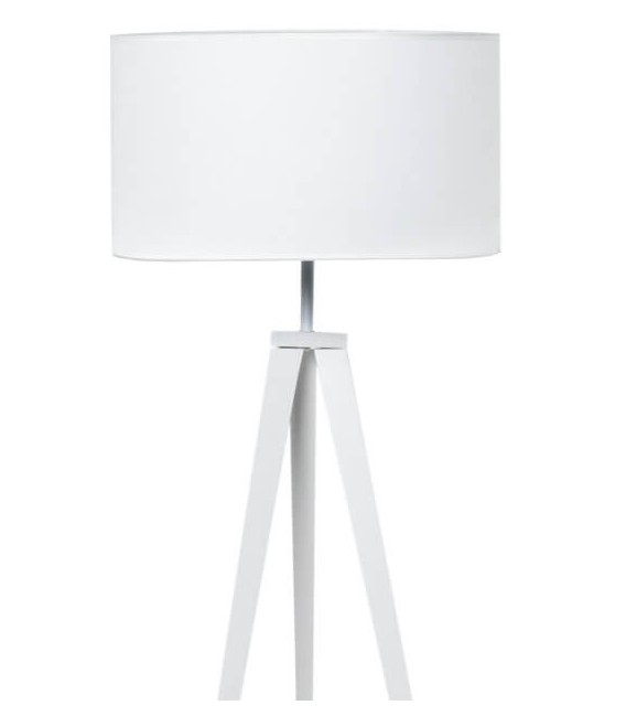 LAMPARA DE PIE TRIPODE MADERA Y TEXTIL BLANCO MDMHOGAR