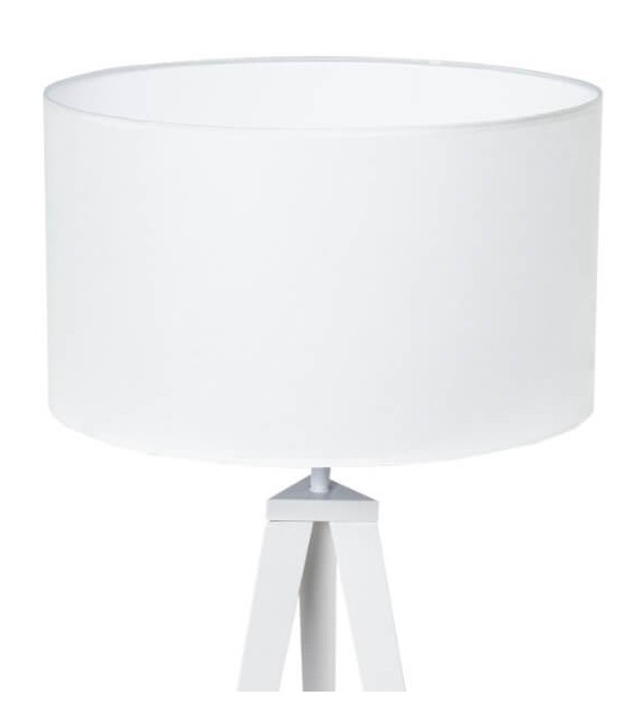 LAMPARA DE PIE TRIPODE MADERA Y TEXTIL BLANCO MDMHOGAR