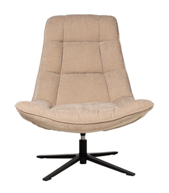 SILLON GIRTORIO MUY COMODO TAPIZADO BEIGE METAL NEGRO