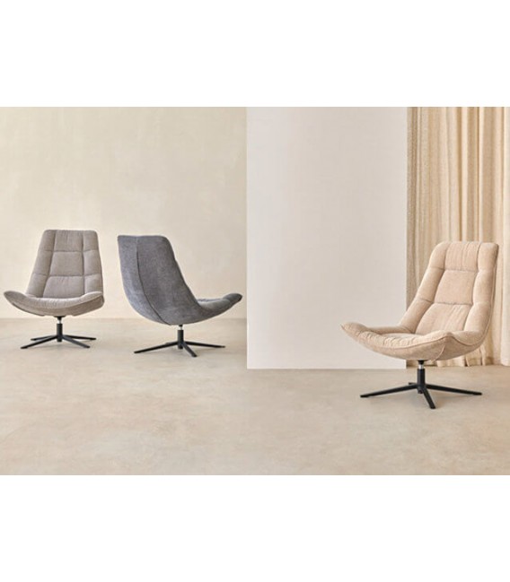 SILLON GIRTORIO MUY COMODO TAPIZADO BEIGE METAL NEGRO