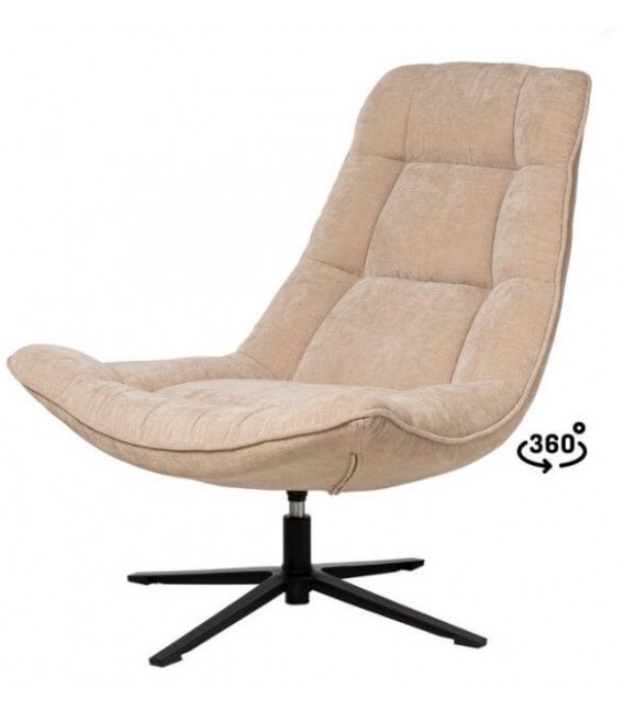 SILLON GIRTORIO MUY COMODO TAPIZADO BEIGE METAL NEGRO
