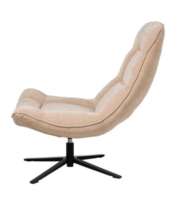 SILLON GIRTORIO MUY COMODO TAPIZADO BEIGE METAL NEGRO
