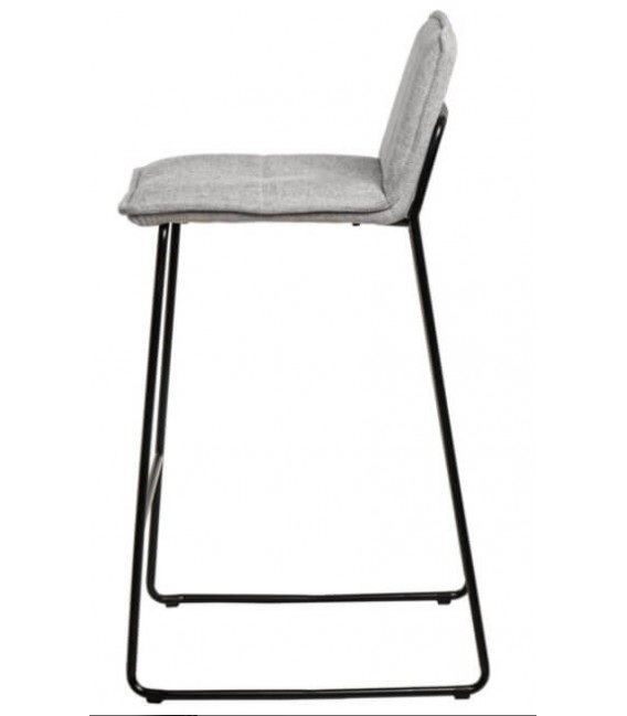 TABURETE BARRA BOTRA METAL NEGRO TAPIZADO GRIS