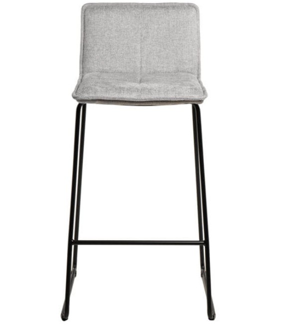 TABURETE BARRA BOTRA METAL NEGRO TAPIZADO GRIS