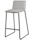 TABURETE BARRA BOTRA METAL NEGRO TAPIZADO GRIS