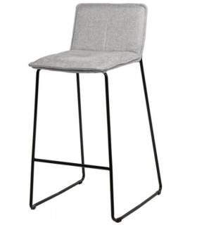 TABURETE BARRA BOTRA METAL NEGRO TAPIZADO GRIS