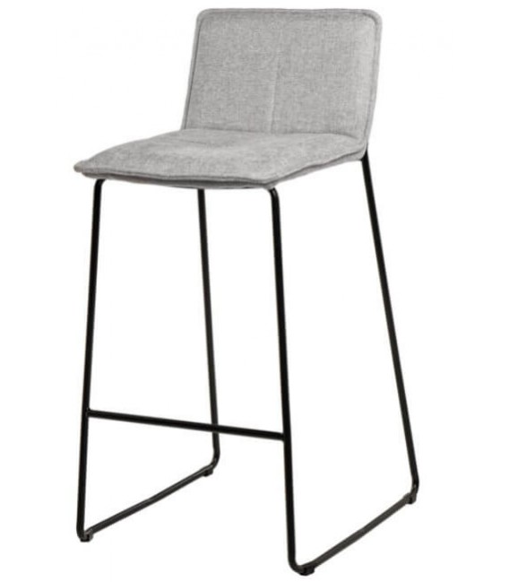 TABURETE BARRA BOTRA METAL NEGRO TAPIZADO GRIS