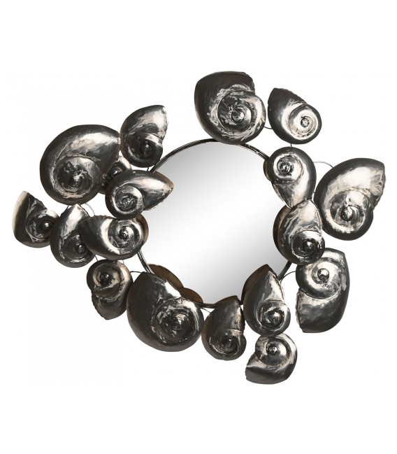 ESPEJO CONCHAS METAL ACABADO PLATA VIEJA MDMHOGAR