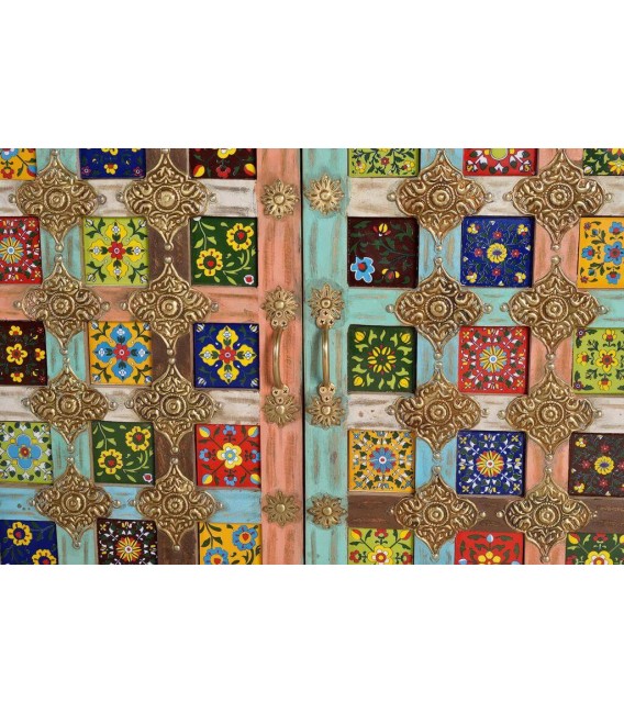APARADOR MADERA BLANCO ROZADO APLICAIONES AZULEJOS