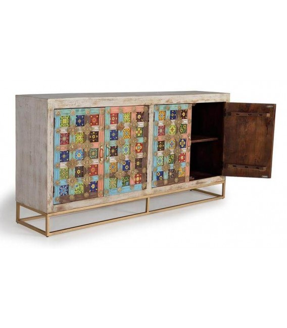 APARADOR MADERA BLANCO ROZADO APLICAIONES AZULEJOS