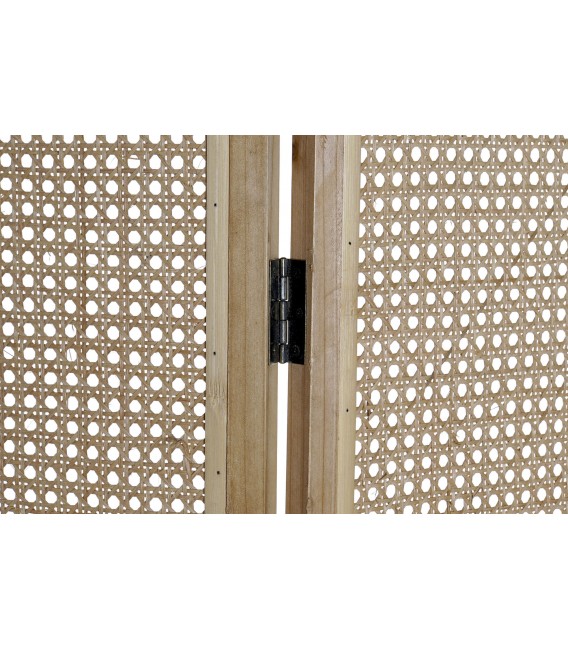 BIOMBO 3 HOJAS  MADERA Y RATAN NATURAL