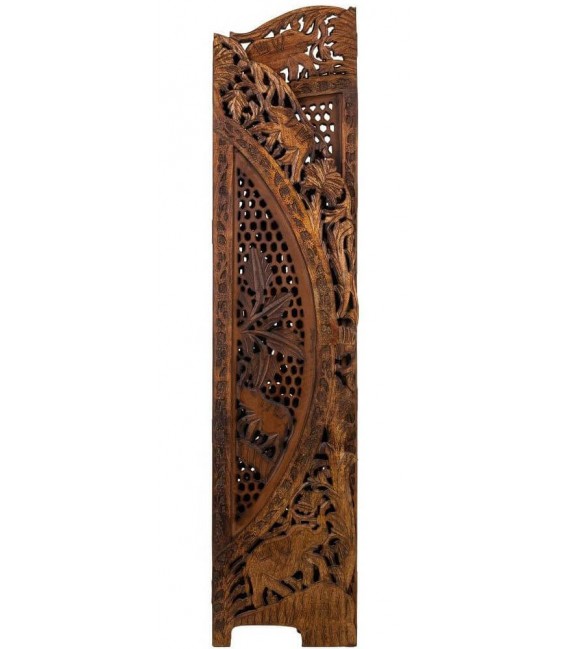 Biombo de madera de mango nogal con cuatro hojas talladas 2
